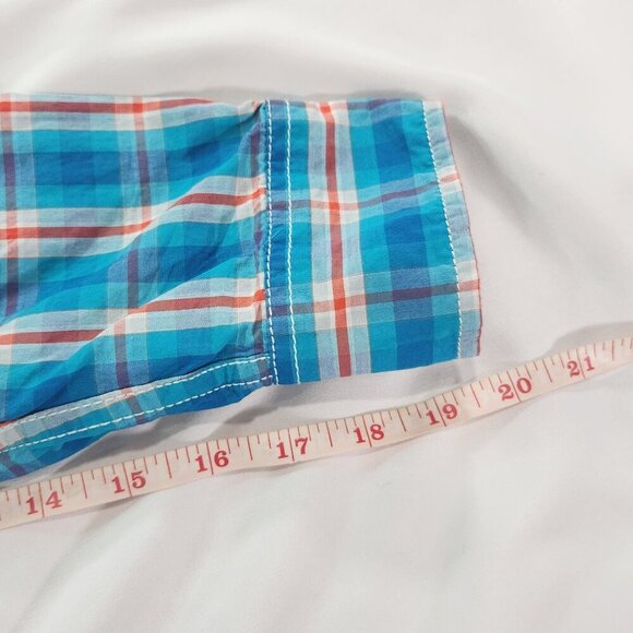 Cody James Western Flannel Shirt Plaid Button Up Long Sleeve Teal Small - Picture 2 of 5